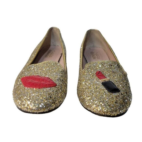 Chiara Ferragni Gold Sparkle Leather Flats (Size 8.5) - Picture 5 of 9